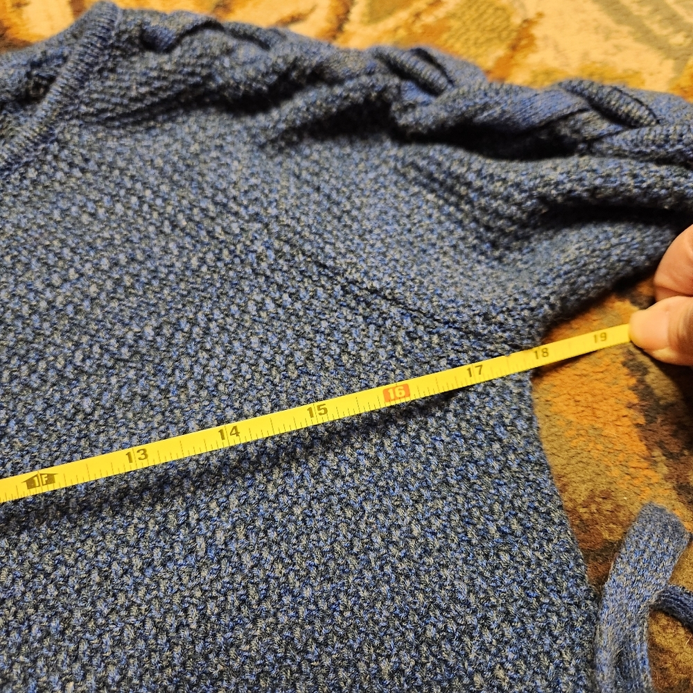 Women's Blue Sweater with Braided Details - Picture 5 of 6